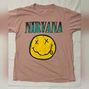 Nirvana Nevermind Smiley Face Tee Sz S/M P2P 22–27 Fits Men’s L Women’s XL EUC